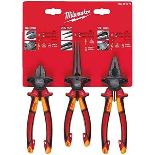 Juego de Alicates VDE Milwaukee 3 Piezas 1000V Rojo