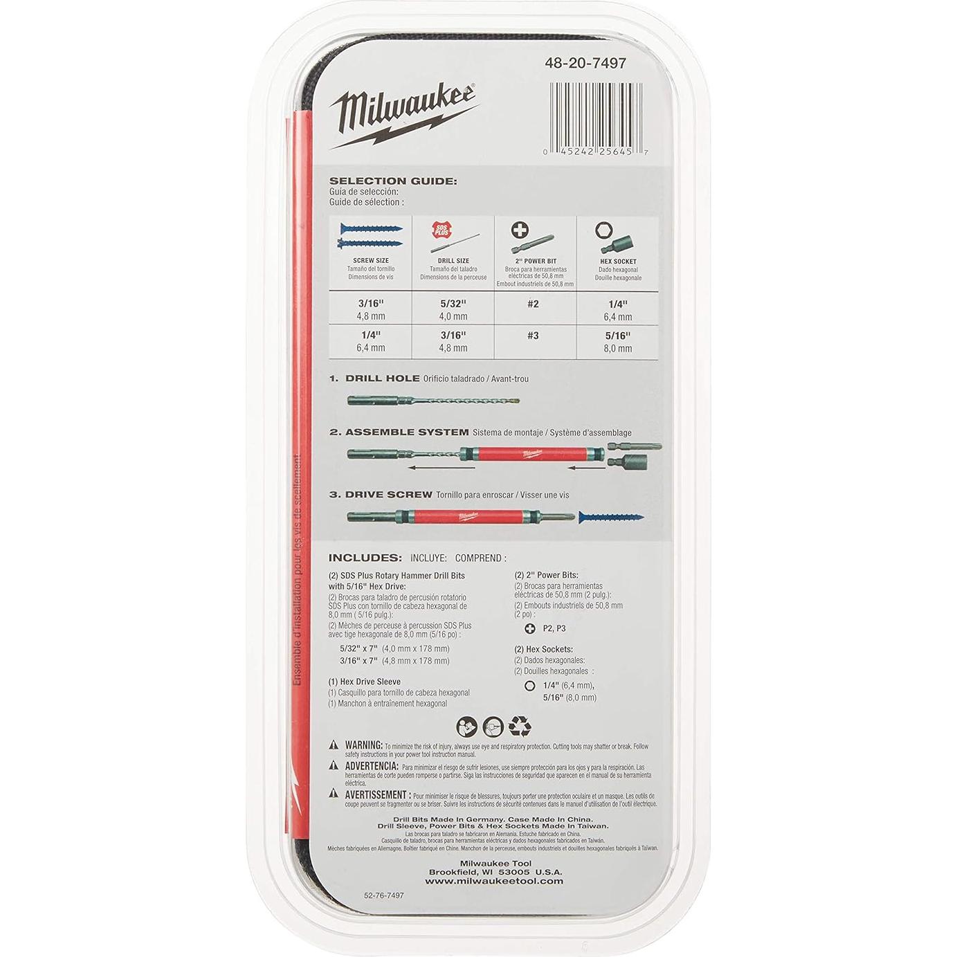 Kit de Instalación SDS Plus Tapcon Milwaukee 48-20-7497