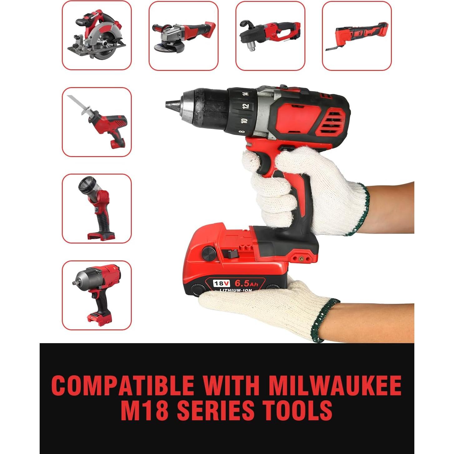 Batería 4Pack 6.5Ah para Milwaukee M18 - Alta Capacidad