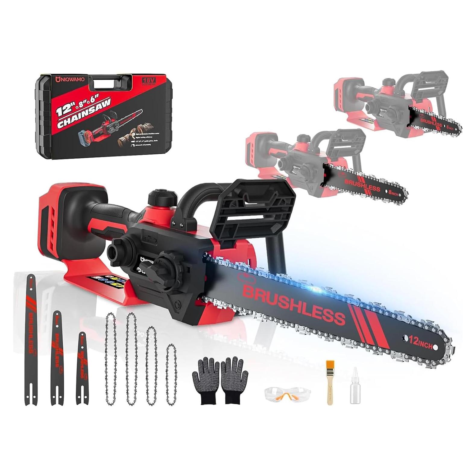 Motosierra Inalámbrica Uniqwamo 3-en-1 1000W 12/8/6 Pulgadas