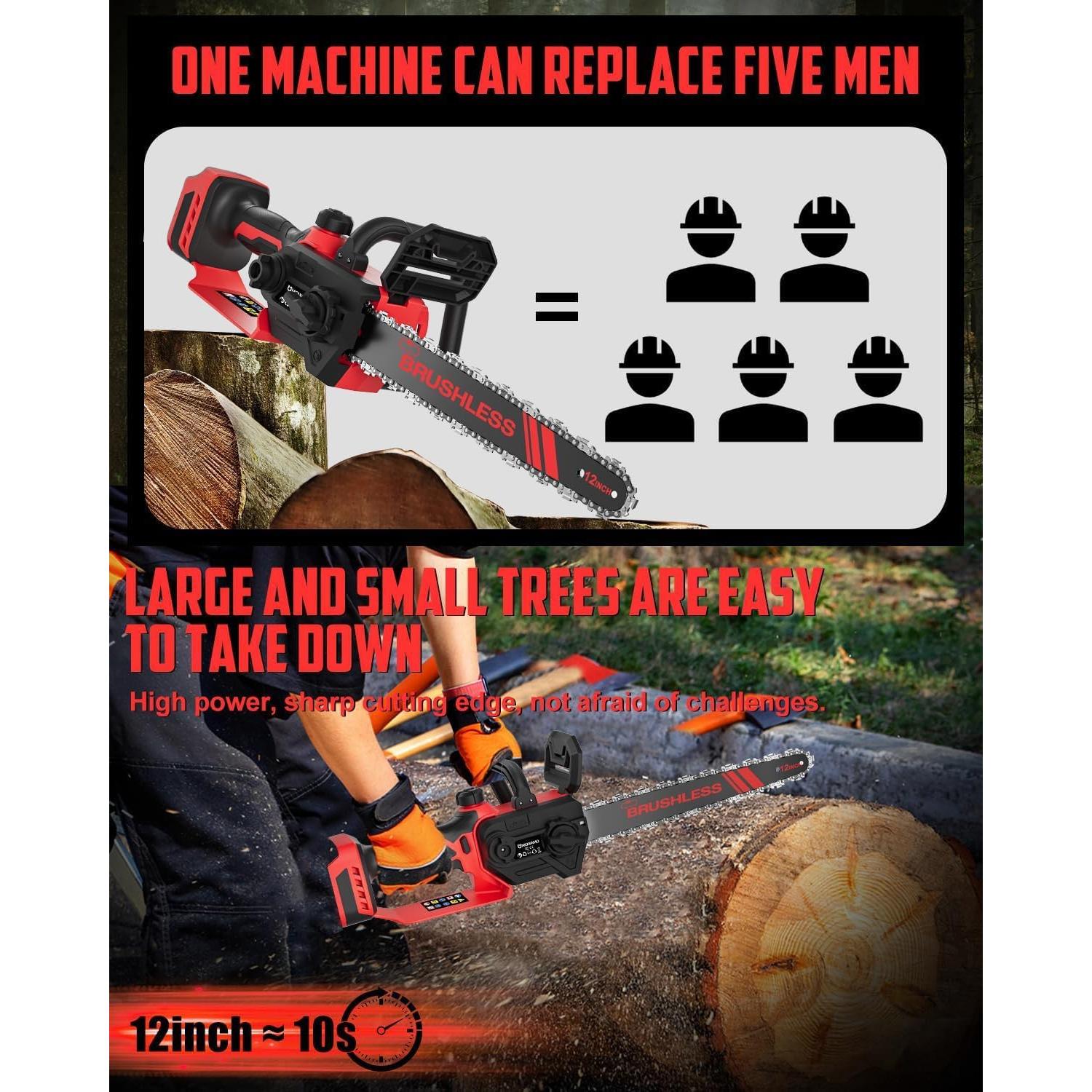 Motosierra Inalámbrica Uniqwamo 3-en-1 1000W 12/8/6 Pulgadas