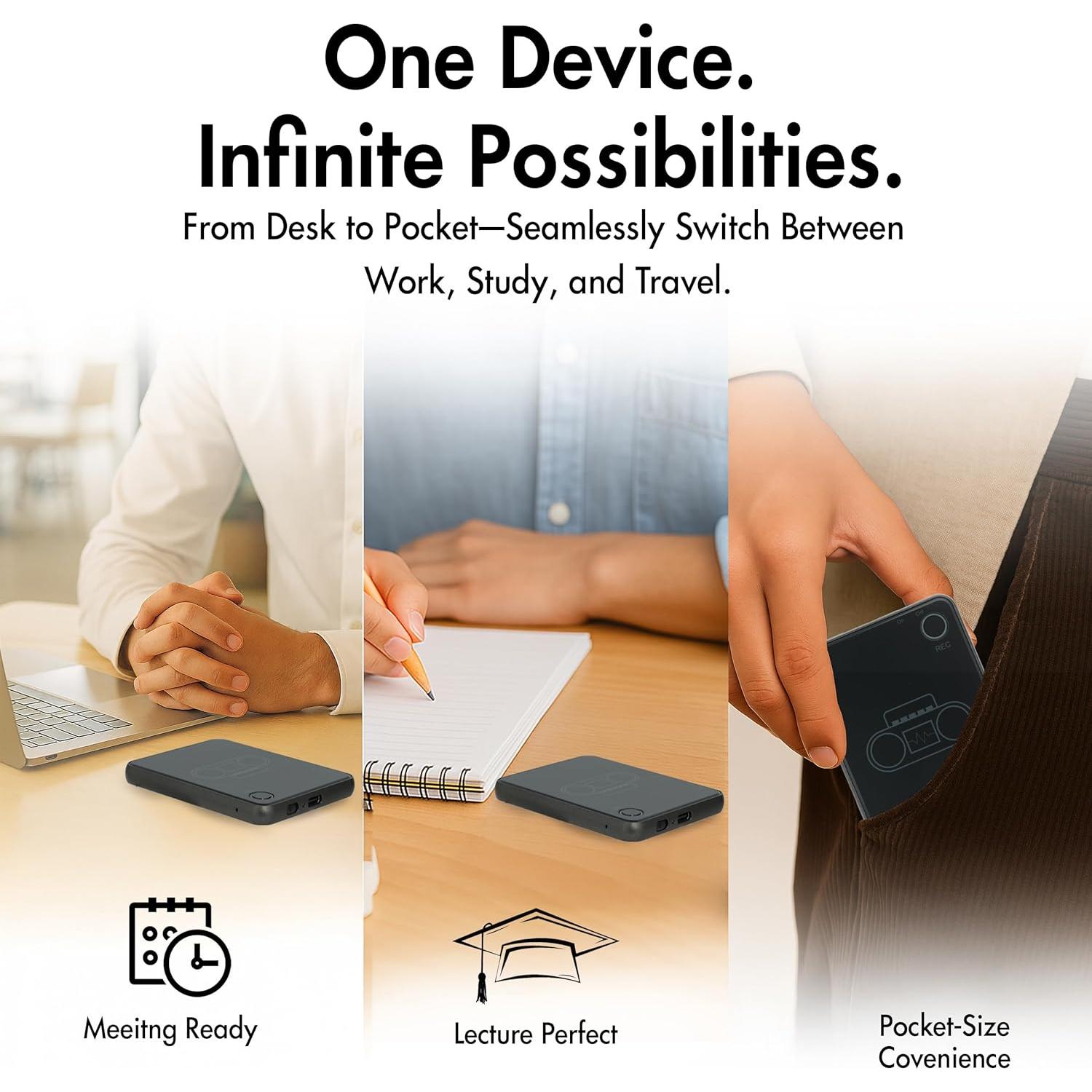 Grabadora de Voz AI LIMU LA518 - 64GB, 40h Grabación Continua