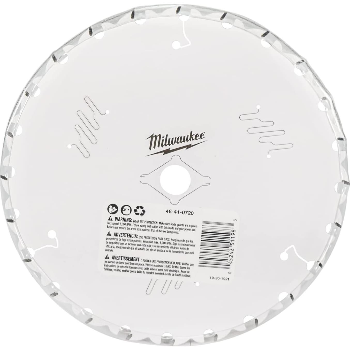 Hoja de Sierra Circular Milwaukee 48-41-0720 24 Dientes 10 Pzas