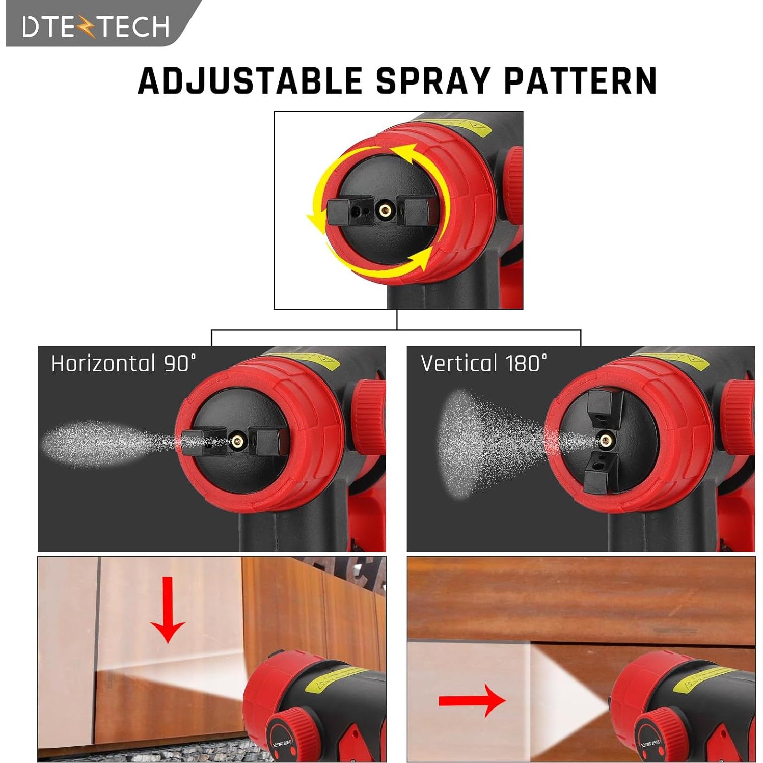 Pulverizador de pintura DTEZTECH 18V HVLP 200W 4 boquillas