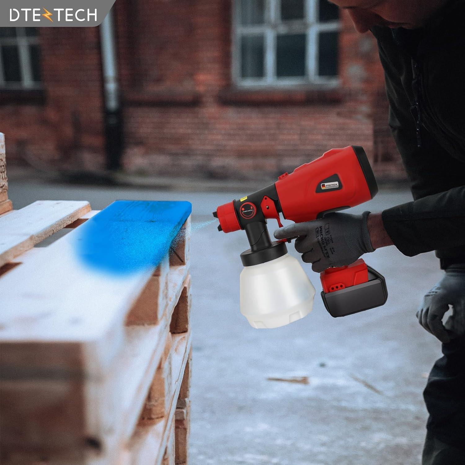 Pulverizador de pintura DTEZTECH 18V HVLP 200W 4 boquillas