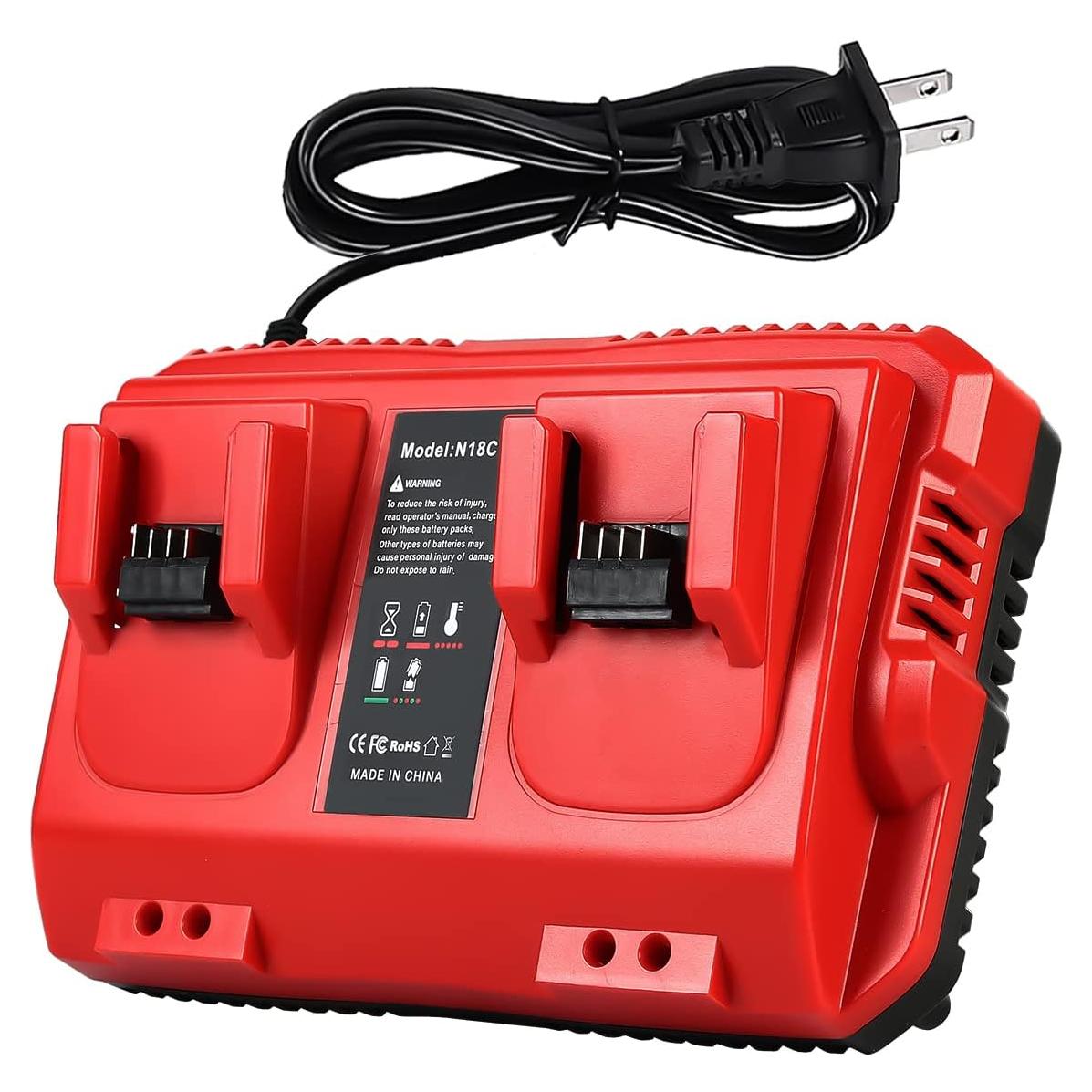 Cargador Rápido 18V Lenoya para Batería Milwaukee 2 Puertos