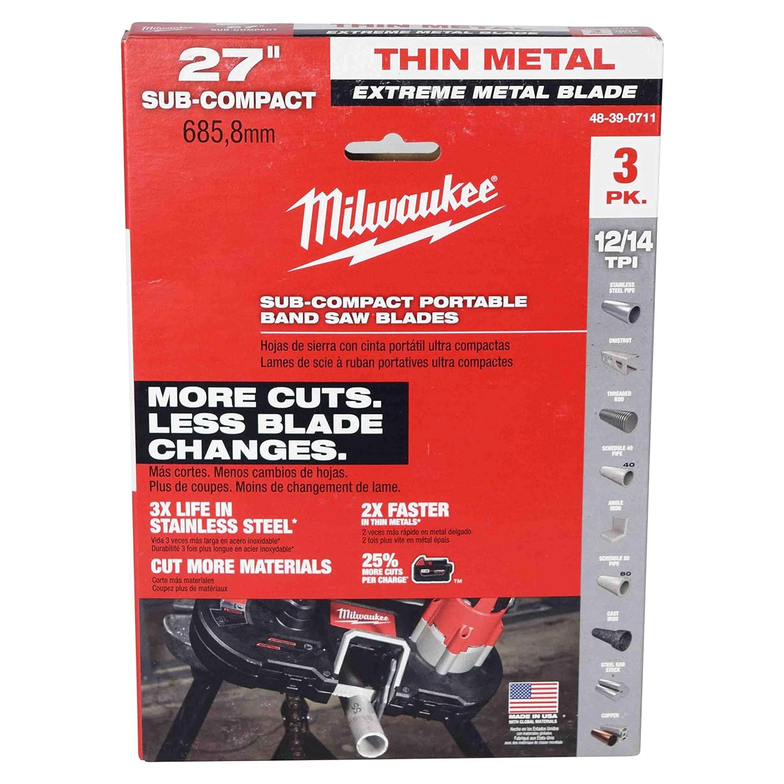 Cuchillas de Sable Milwaukee 12 TPI para Metal 3 Piezas