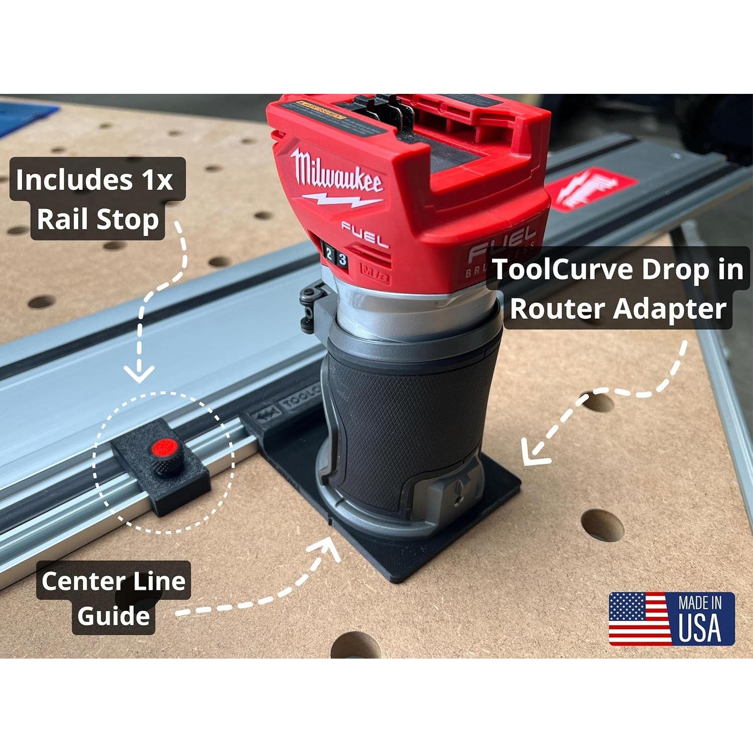 Adaptador de riel guía ToolCurve para router Milwaukee