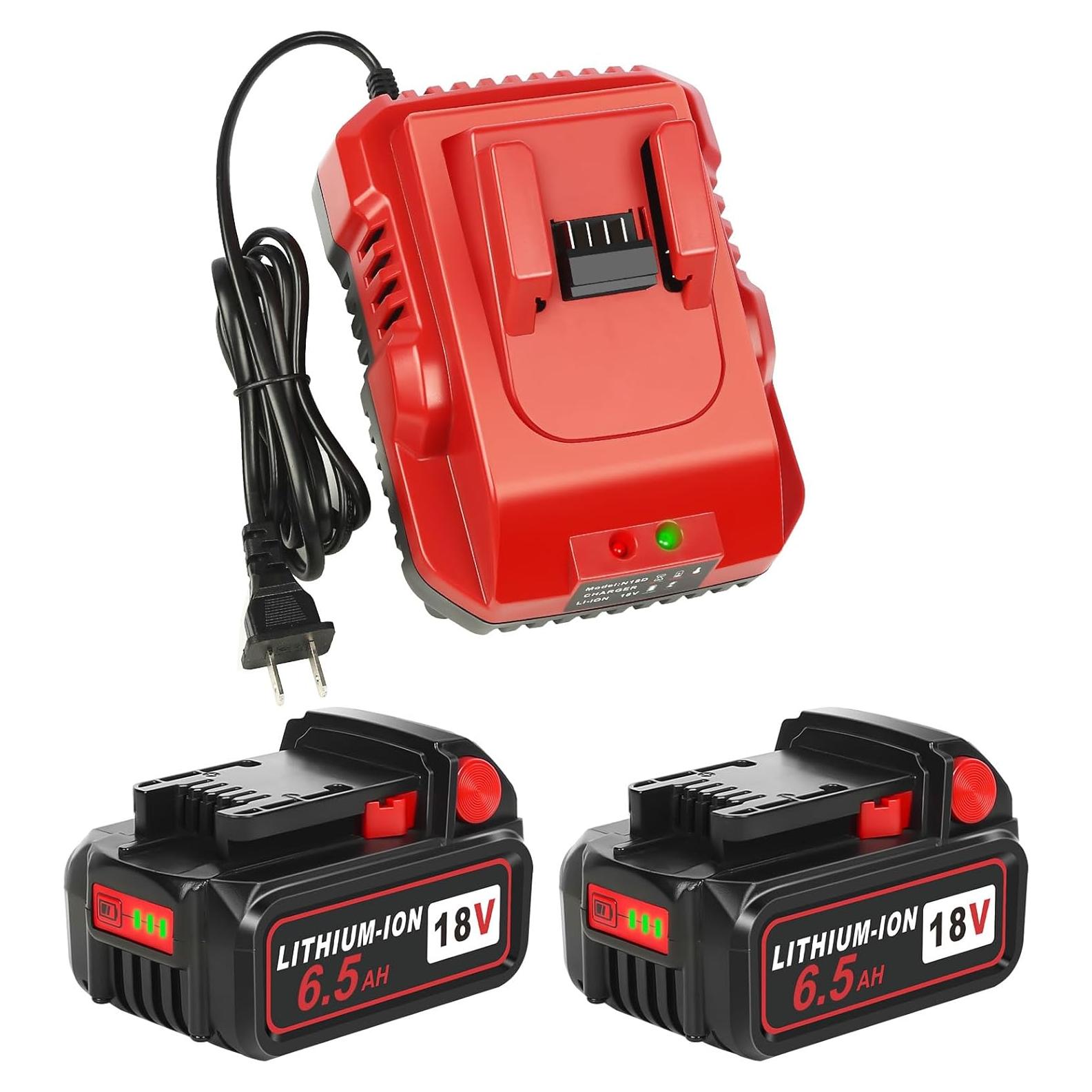 Paquete 2 Baterías 18V 6.5Ah KOOMICY + Cargador Multi-Voltaje