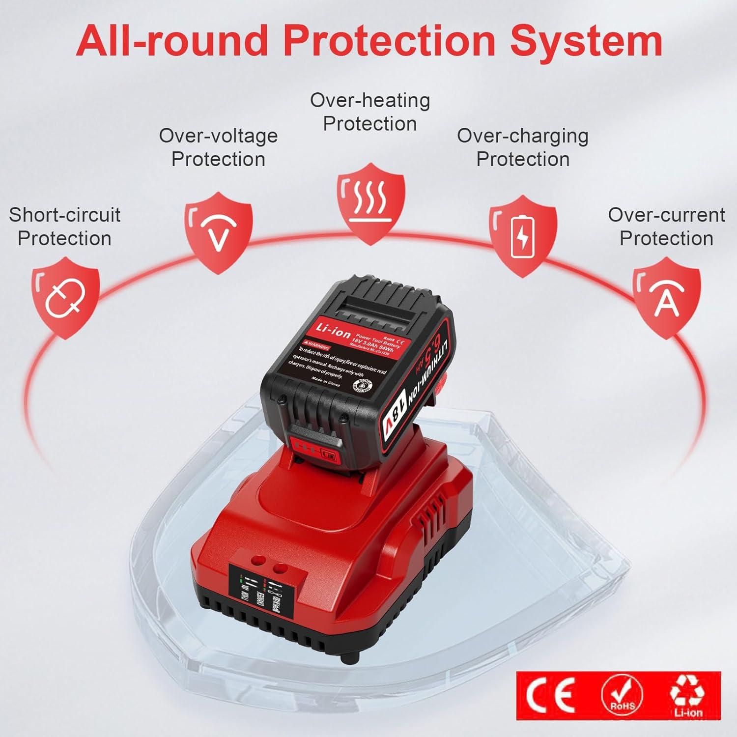 Paquete 2 Baterías 18V 6.5Ah KOOMICY + Cargador Multi-Voltaje