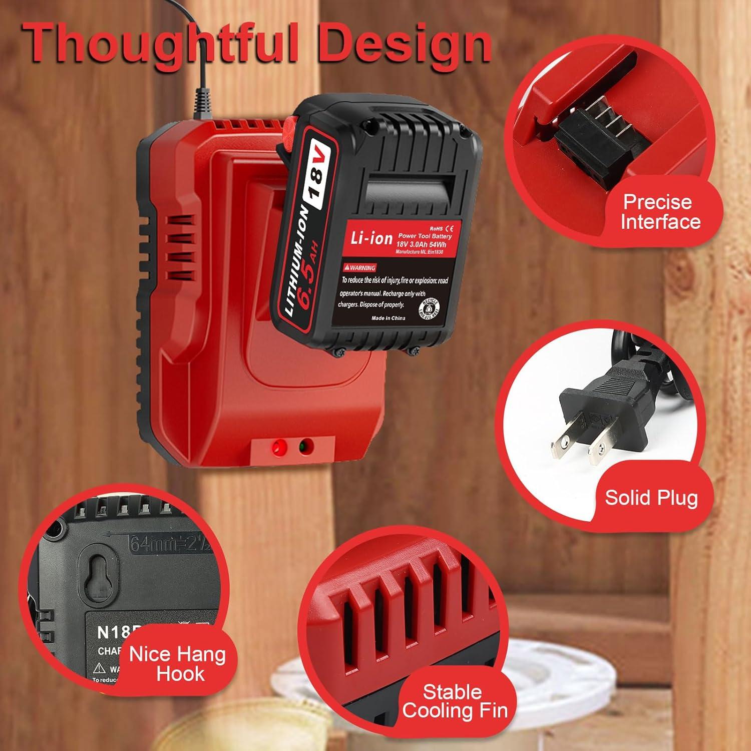 Paquete 2 Baterías 18V 6.5Ah KOOMICY + Cargador Multi-Voltaje