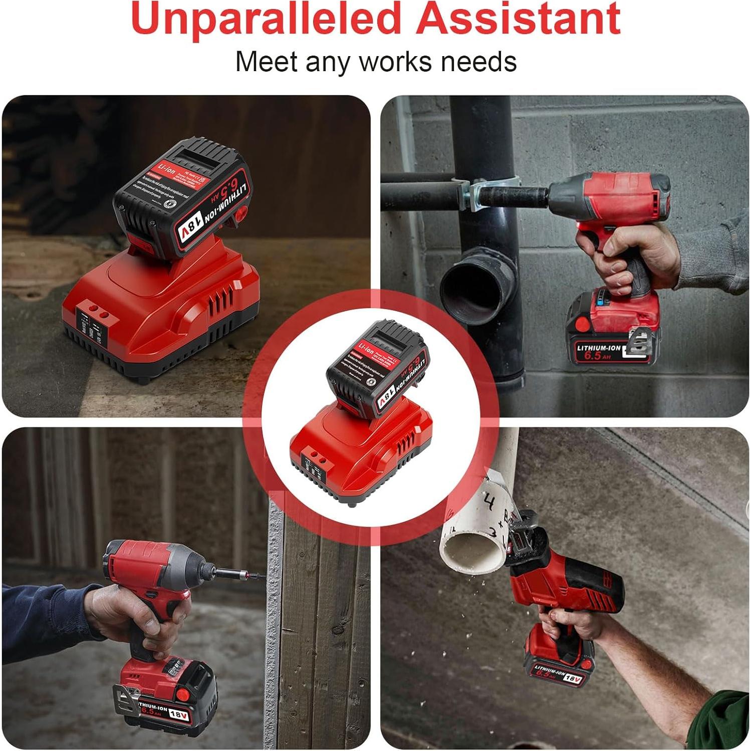 Paquete 2 Baterías 18V 6.5Ah KOOMICY + Cargador Multi-Voltaje