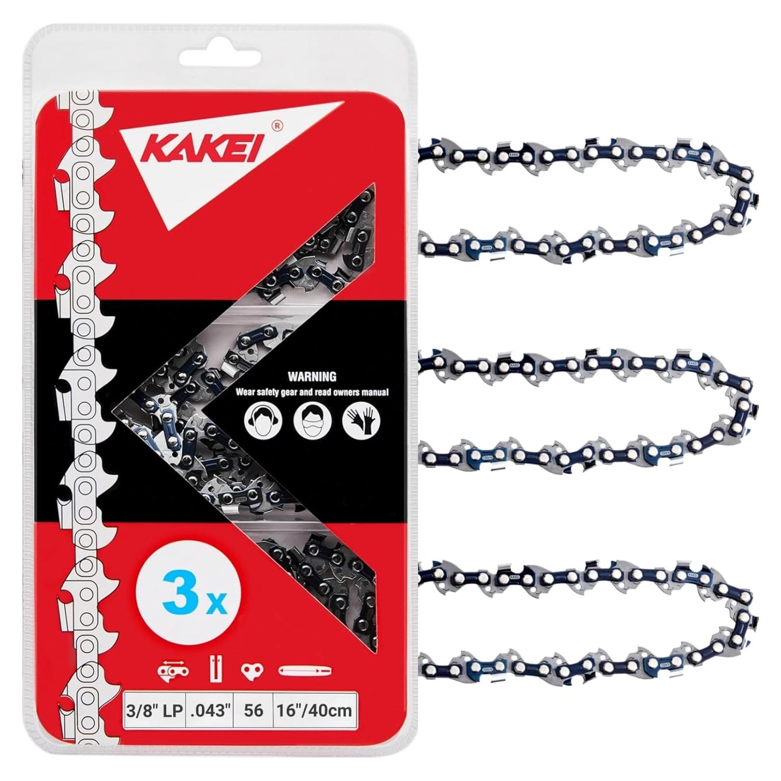 Cadena de Motosierra KAKEI 16" 3/8 LP .043" 56 Enlaces - 3 Unidades
