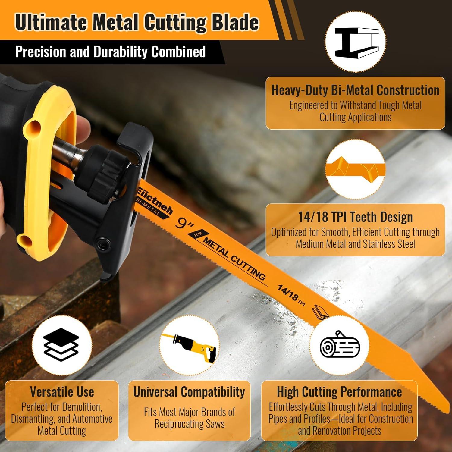 Hojas de sierra recíproca Eiictneh 25 piezas 22,86 cm 14/18 TPI