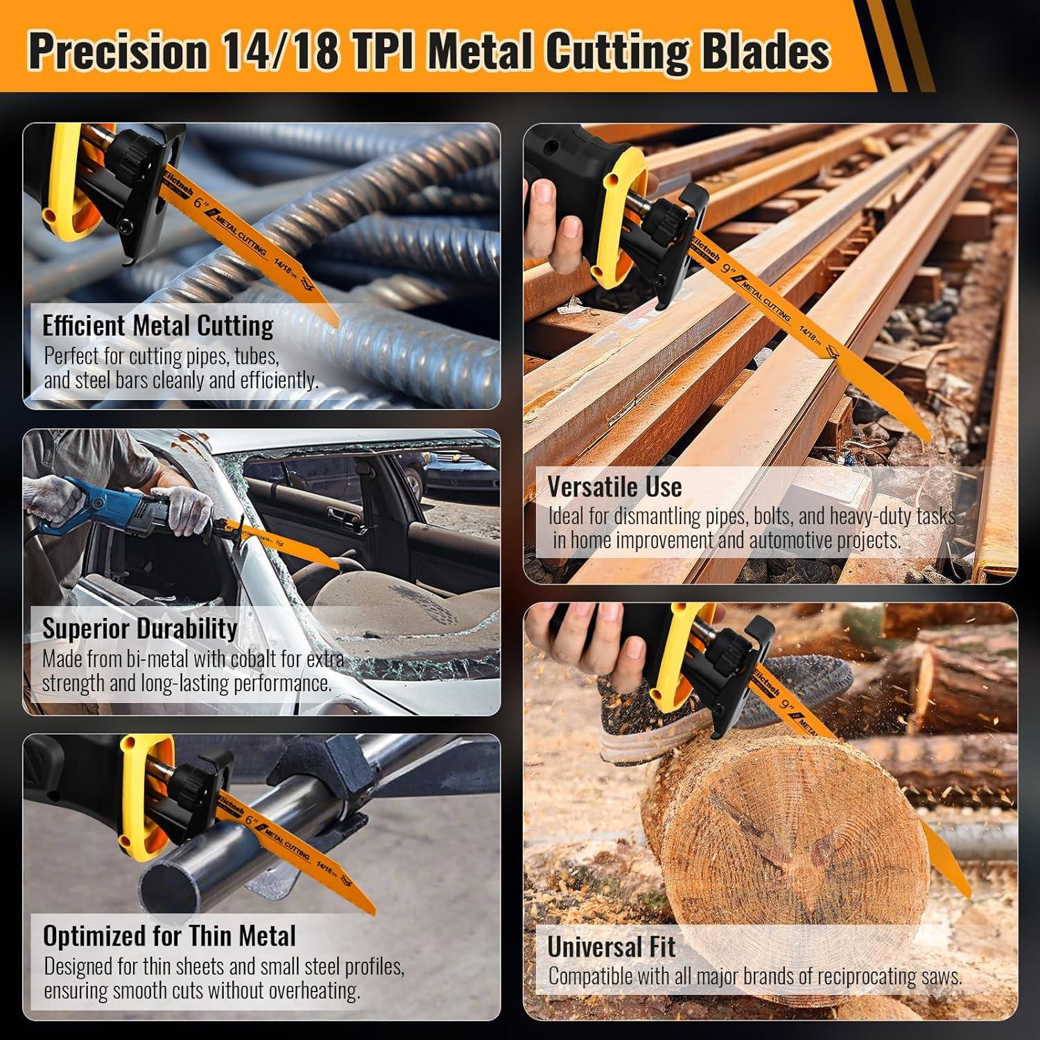 Hojas de sierra recíproca Eiictneh 25 piezas 22,86 cm 14/18 TPI