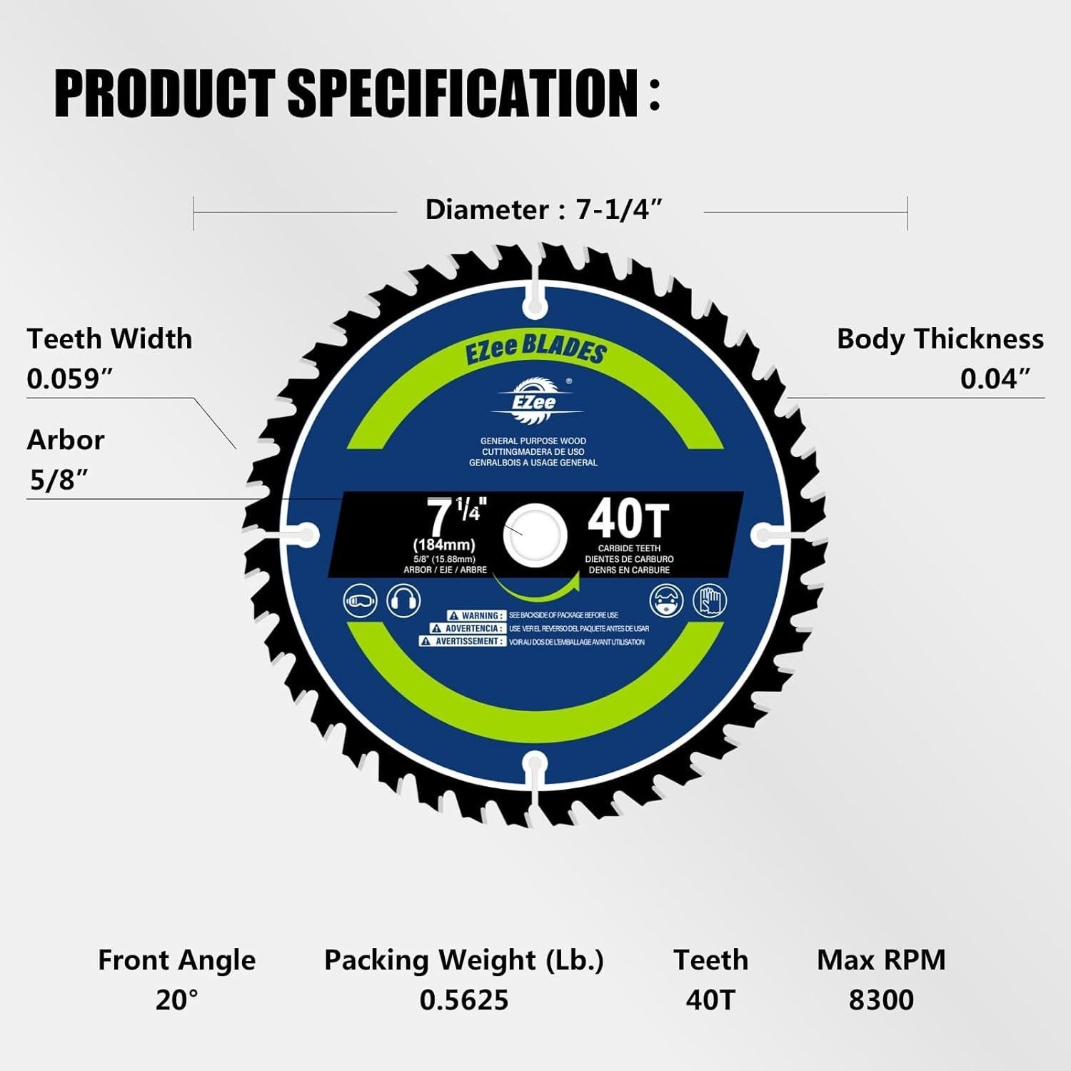 Cuchilla de Sierra Circular Ezee 18.87 cm 40 Dientes TCT