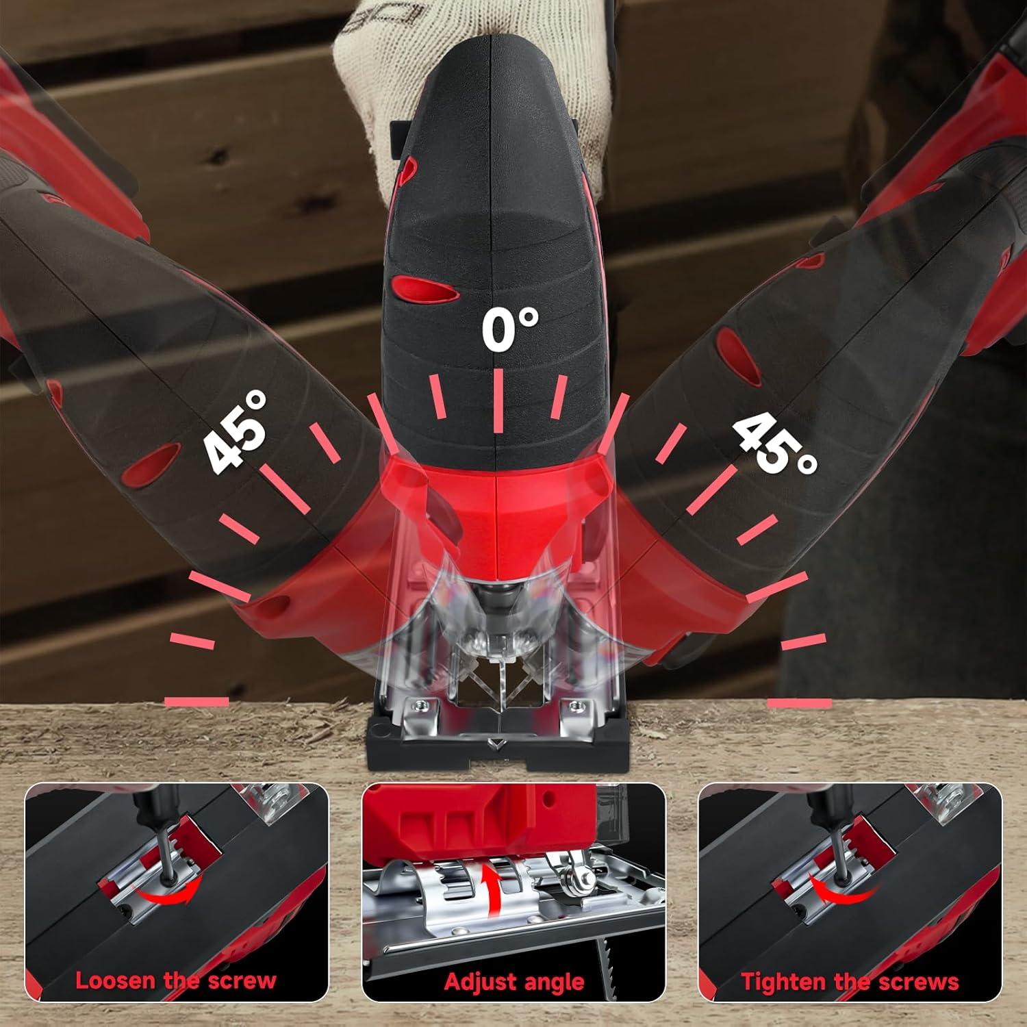 Sierra de calar inalámbrica Milwaukee 18V, corte 0-45°