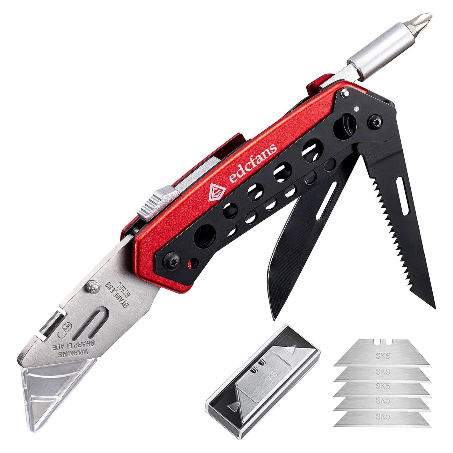 Cuchillo Utilitario Plegable EDCfans 17.78cm 5 Hojas y Clip