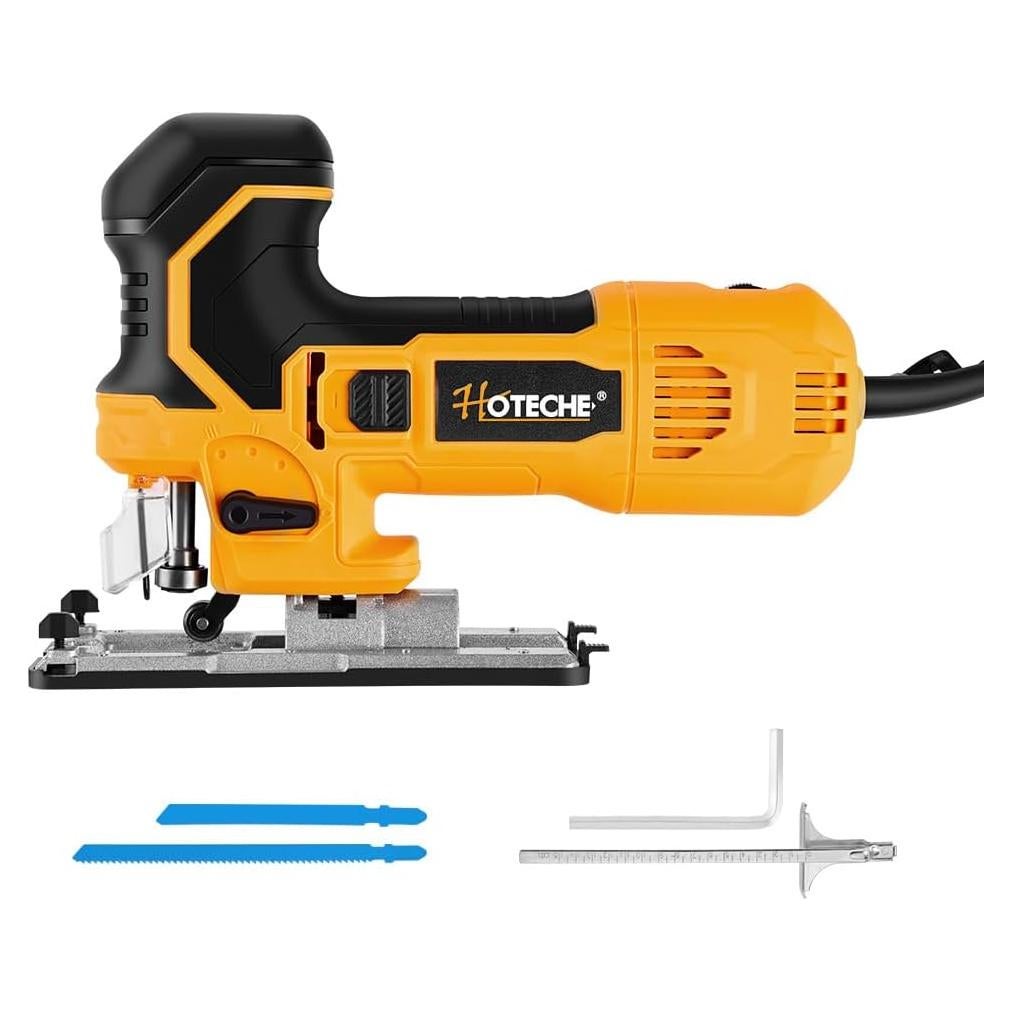 Hotec​he 6.5-Amp Jig Saw Corded 6 Vriable Speed Jigsaw with LED Light and 2Pcs of Blades