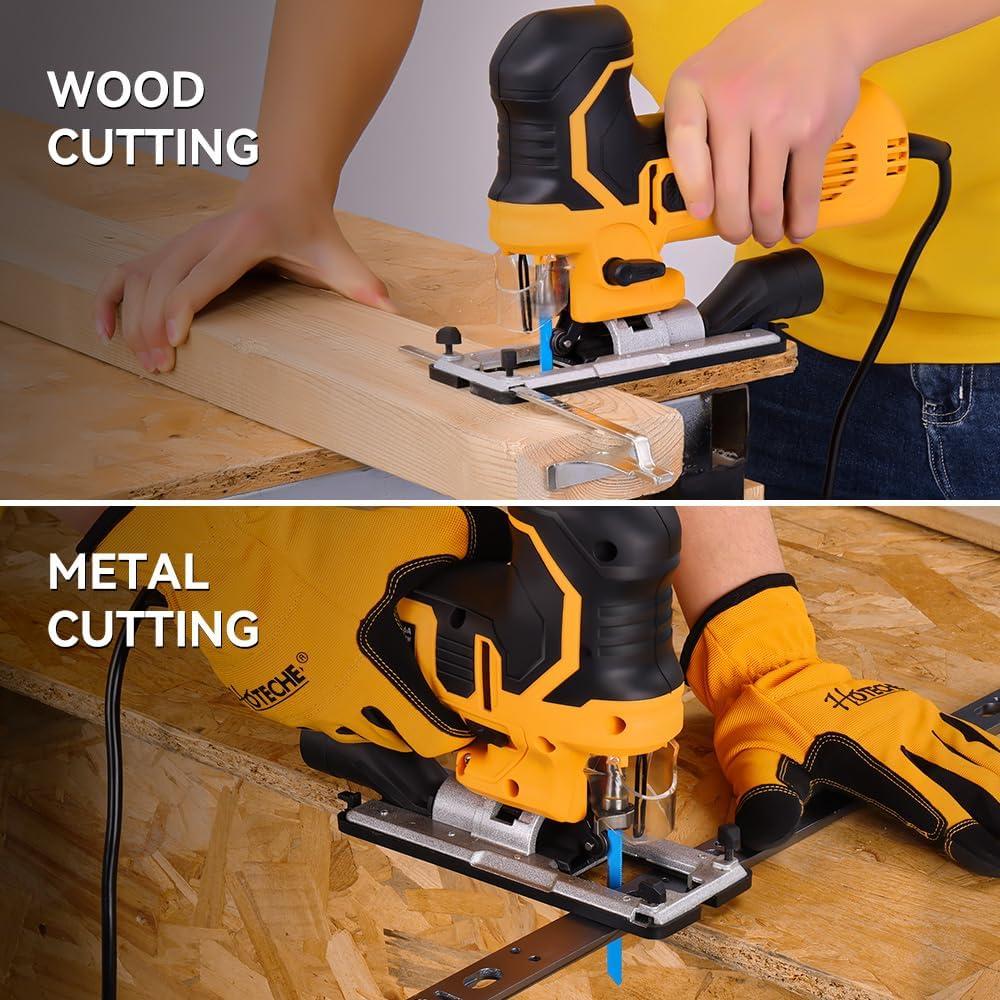 Hotec​he 6.5-Amp Jig Saw Corded 6 Vriable Speed Jigsaw with LED Light and 2Pcs of Blades