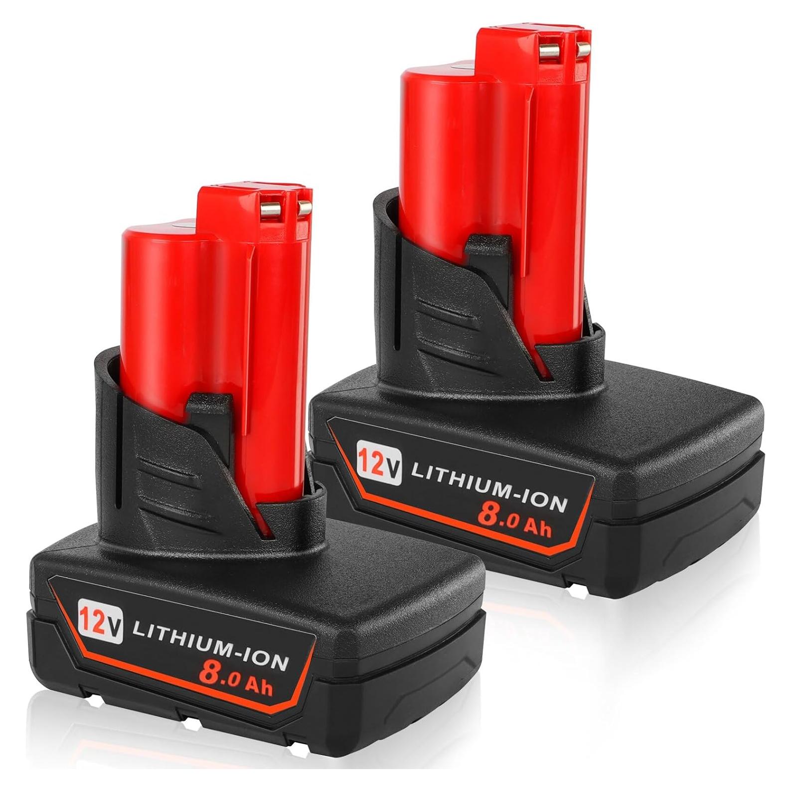 Paquete de 2 Baterías 12V 8Ah JAUKIST Compatible Milwaukee