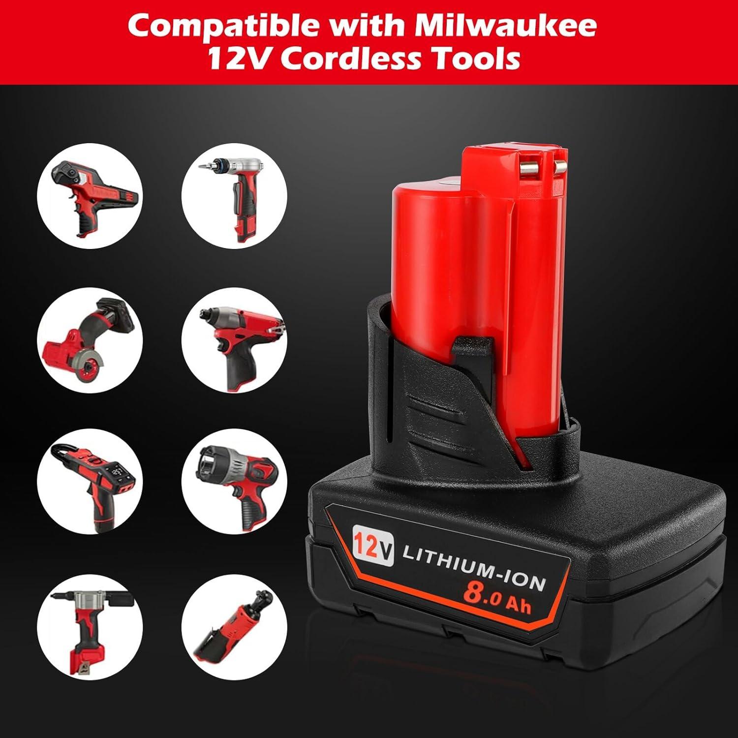 Paquete de 2 Baterías 12V 8Ah JAUKIST Compatible Milwaukee