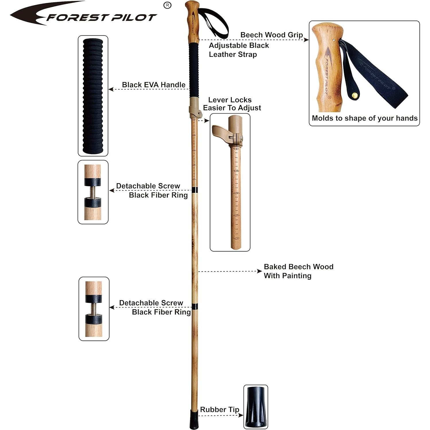 Bastón de Trekking Ajustable Forest Pilot Madera de Haya 139.7 cm