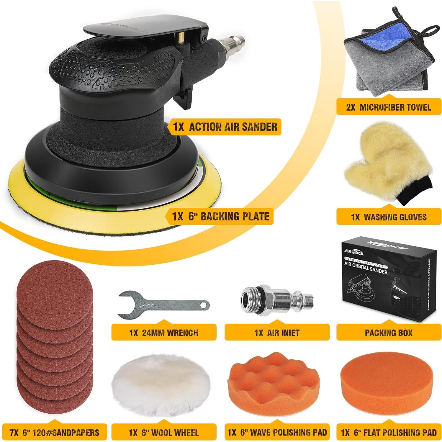 Lijadora Orbital Neumática Autolock 6" Doble Acción