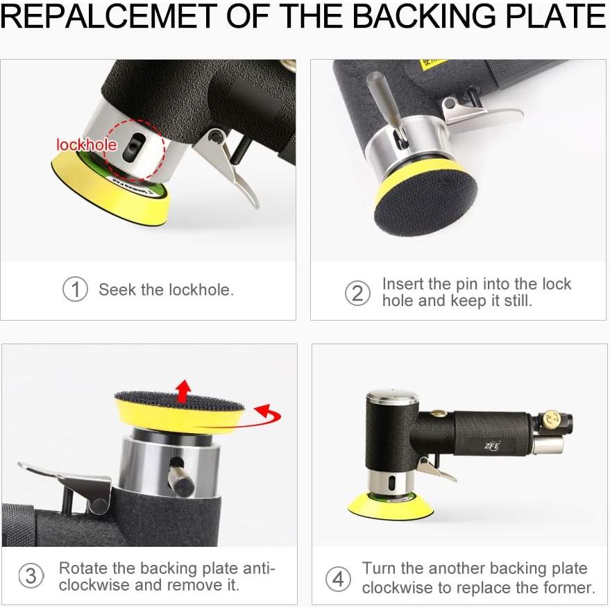 Lijadora orbital ZFE 1-3 pulgadas neumática alta velocidad