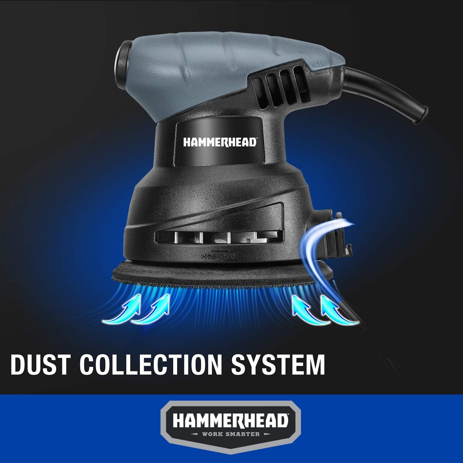 Lijadora Orbital Hammerhead 2.0A 12,000 OPM 5" con 12 Lijas