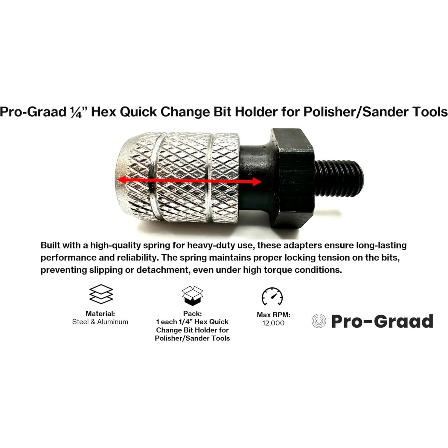 Adaptador Hexagonal 1/4" Pro-Graad para Lijadoras 5/16-24
