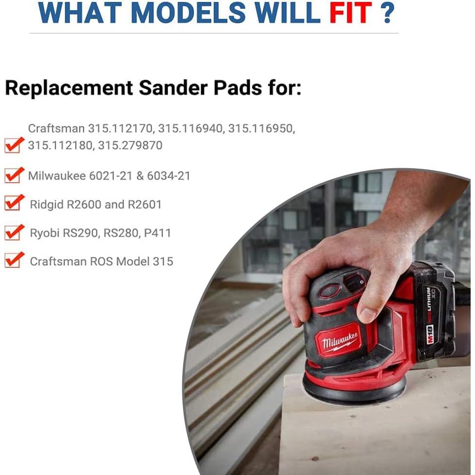 Pad de Lijadora Orbital Taokyid 5" 8 Agujeros Paquete de 2