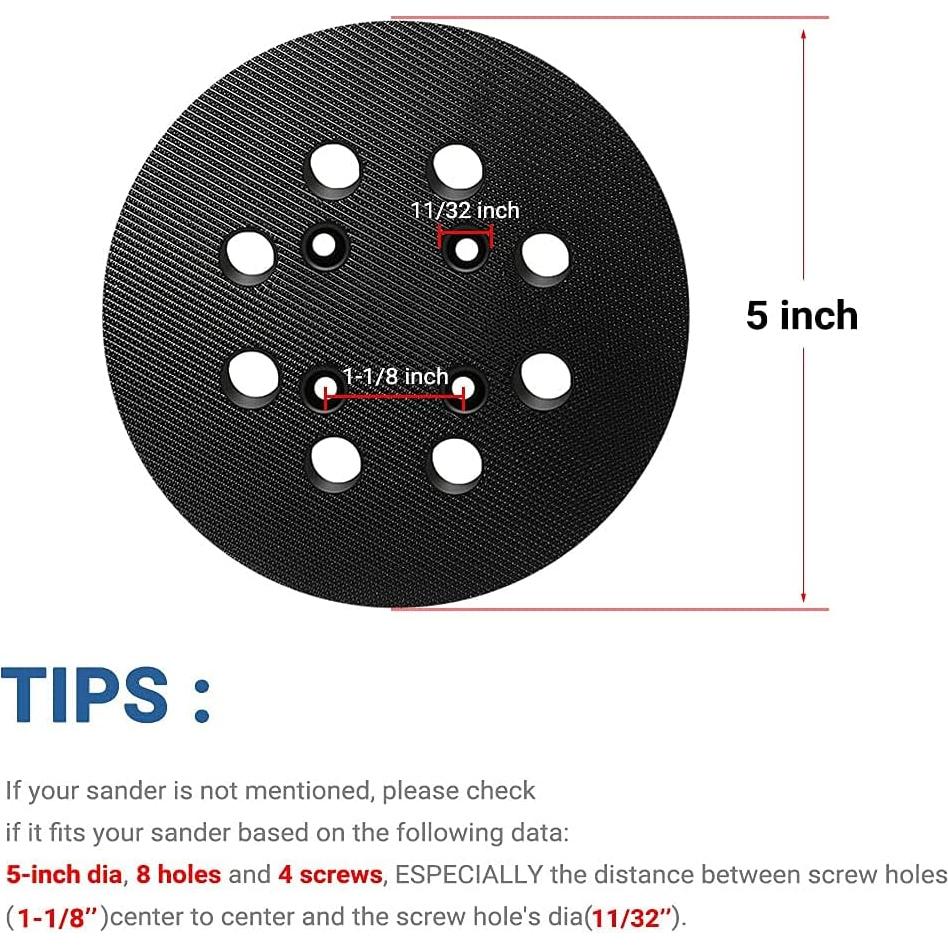 Pad de Lijadora Orbital Taokyid 5" 8 Agujeros Paquete de 2