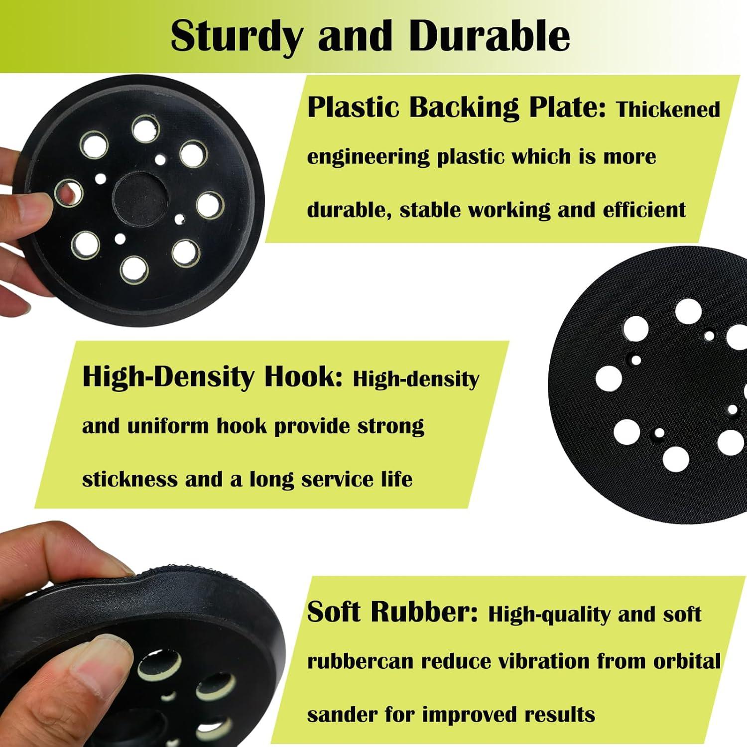 Paquete de 2 almohadillas de lijado Tockrop 12,7 cm 8 agujeros