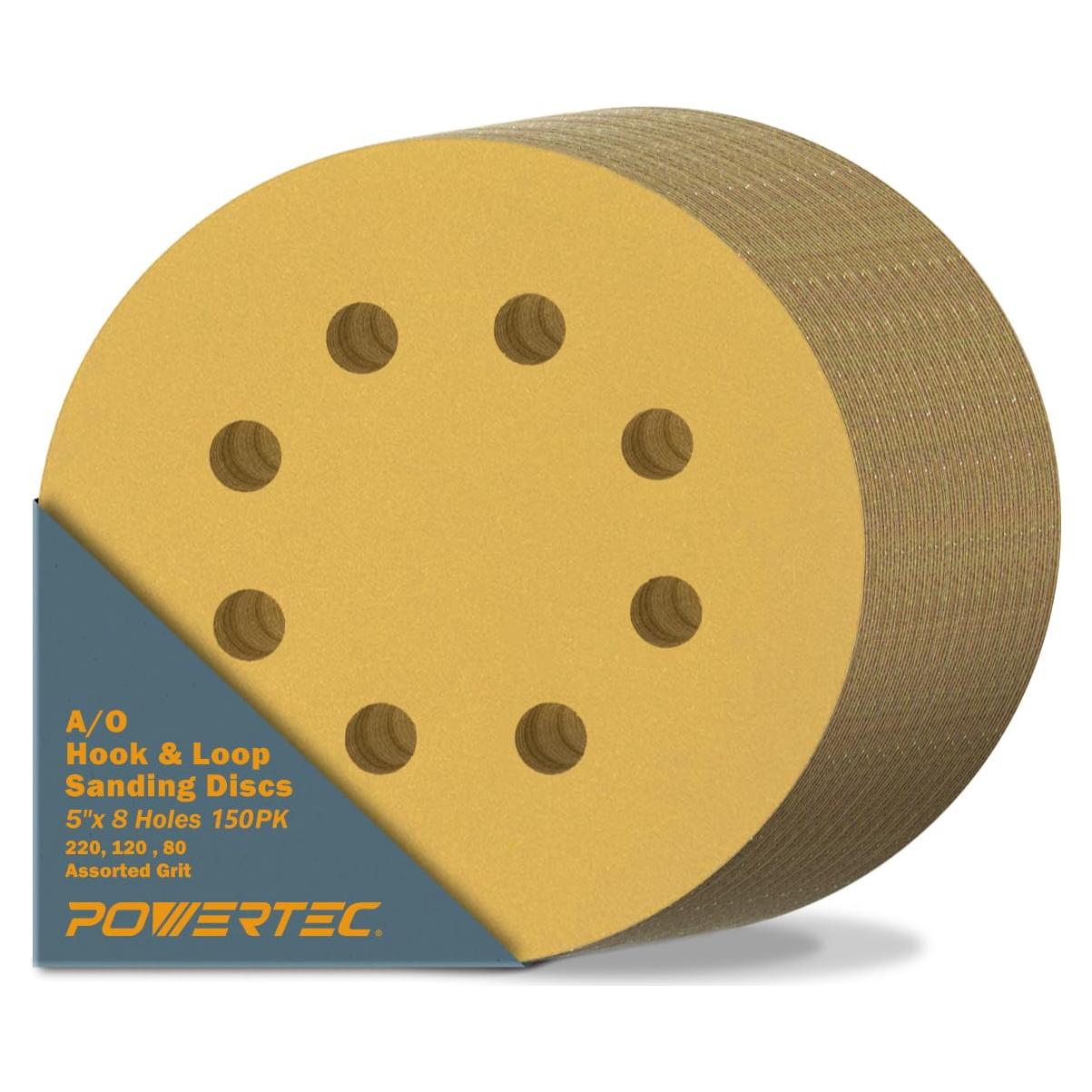 Discos de Lijado POWERTEC 5" Grano 80/120/220 Paquete 150