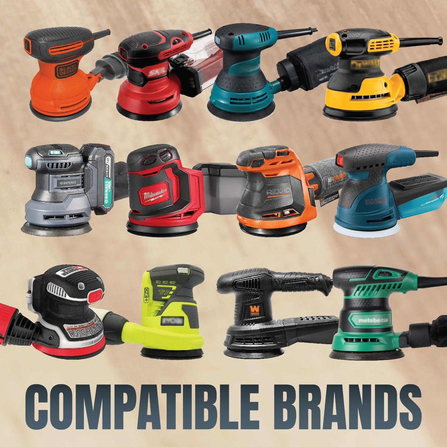 Discos de Lijado POWERTEC 5" Grano 80/120/220 Paquete 150