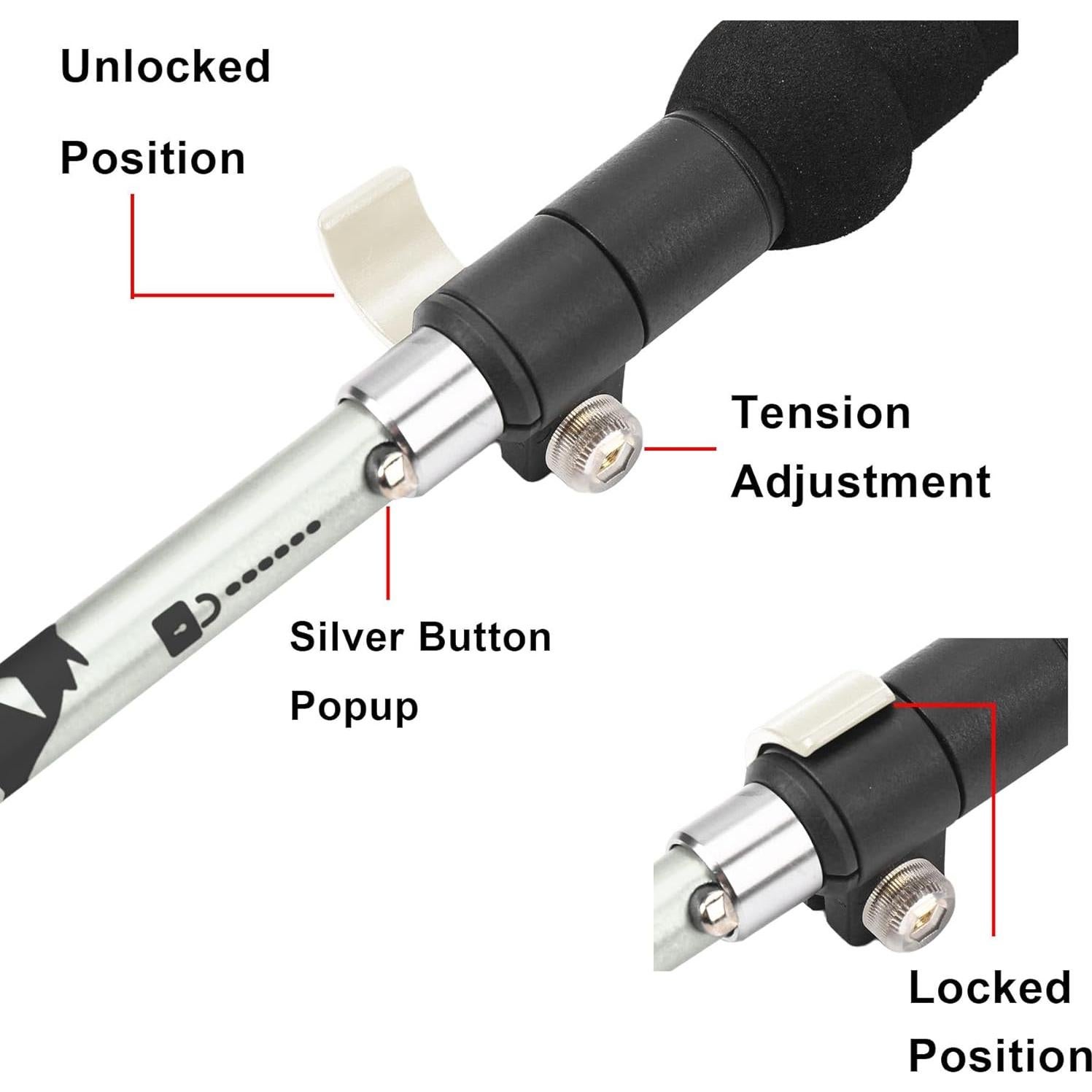 Bastón de Senderismo A ALAFEN Plegable Aluminio 125 cm