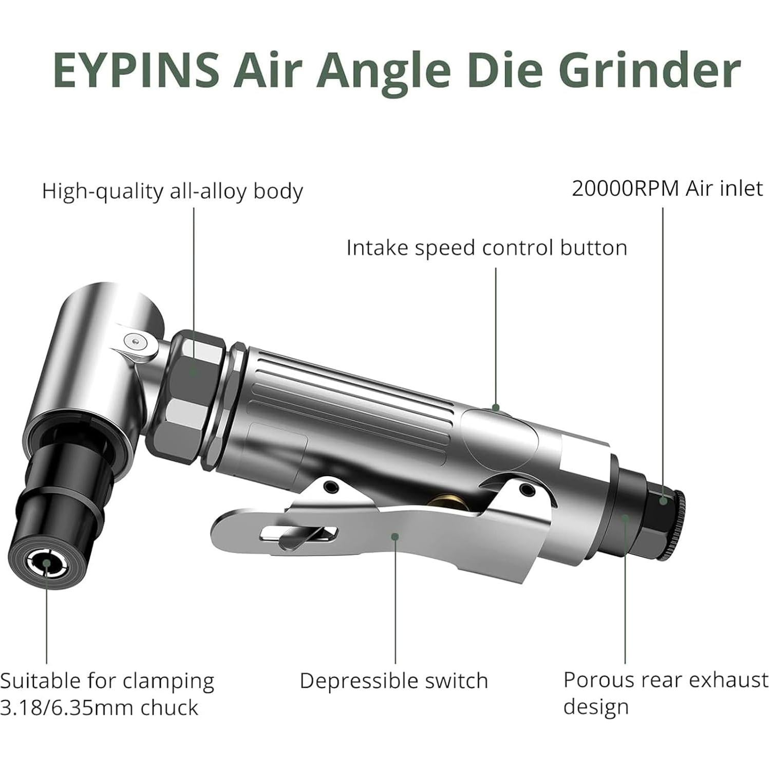 Amoladora de Ángulo Recto EYPINS 0.49 kg 20000 RPM Aire