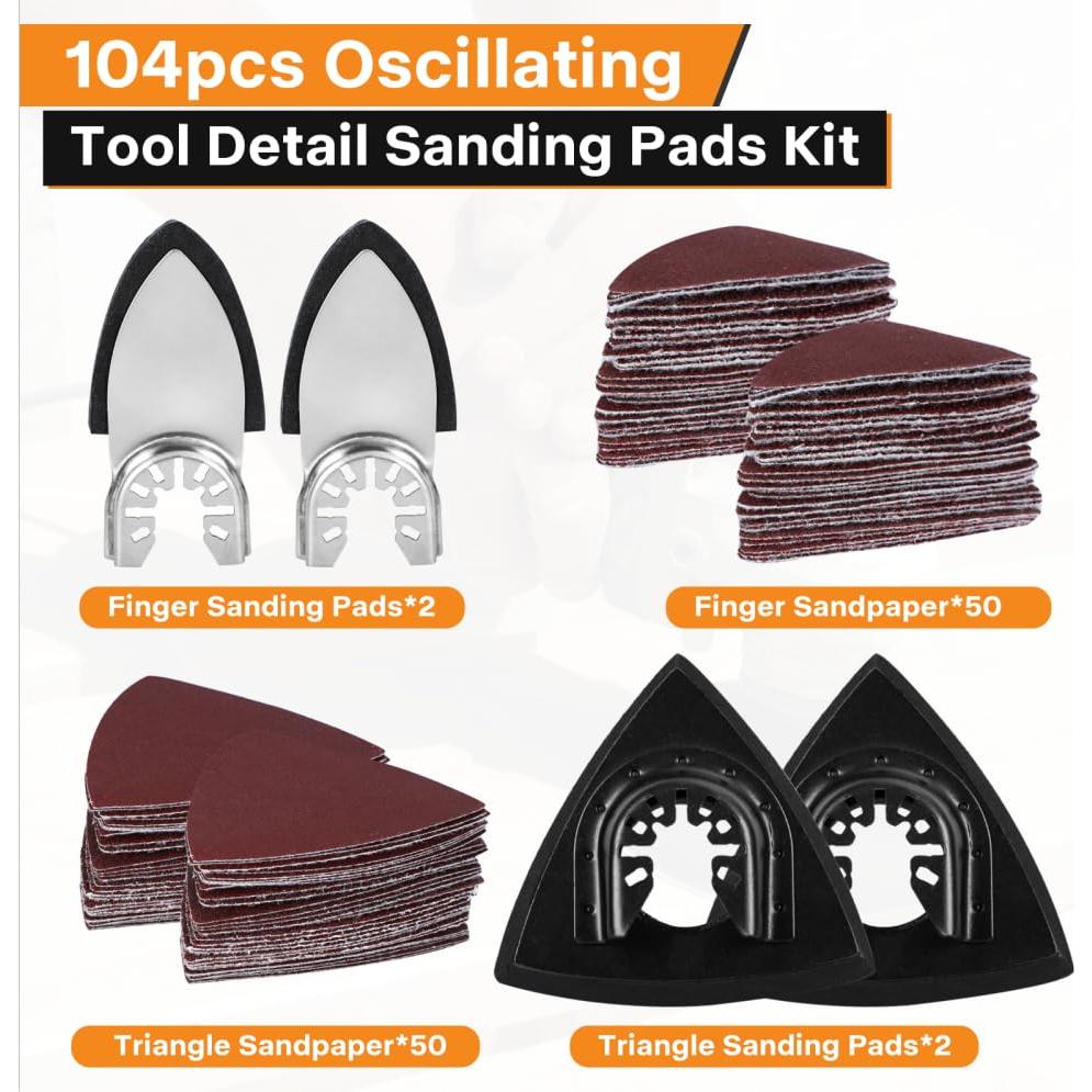 Kit de Almohadillas de Lijado Spmarkt 104 Piezas Granos 60-240