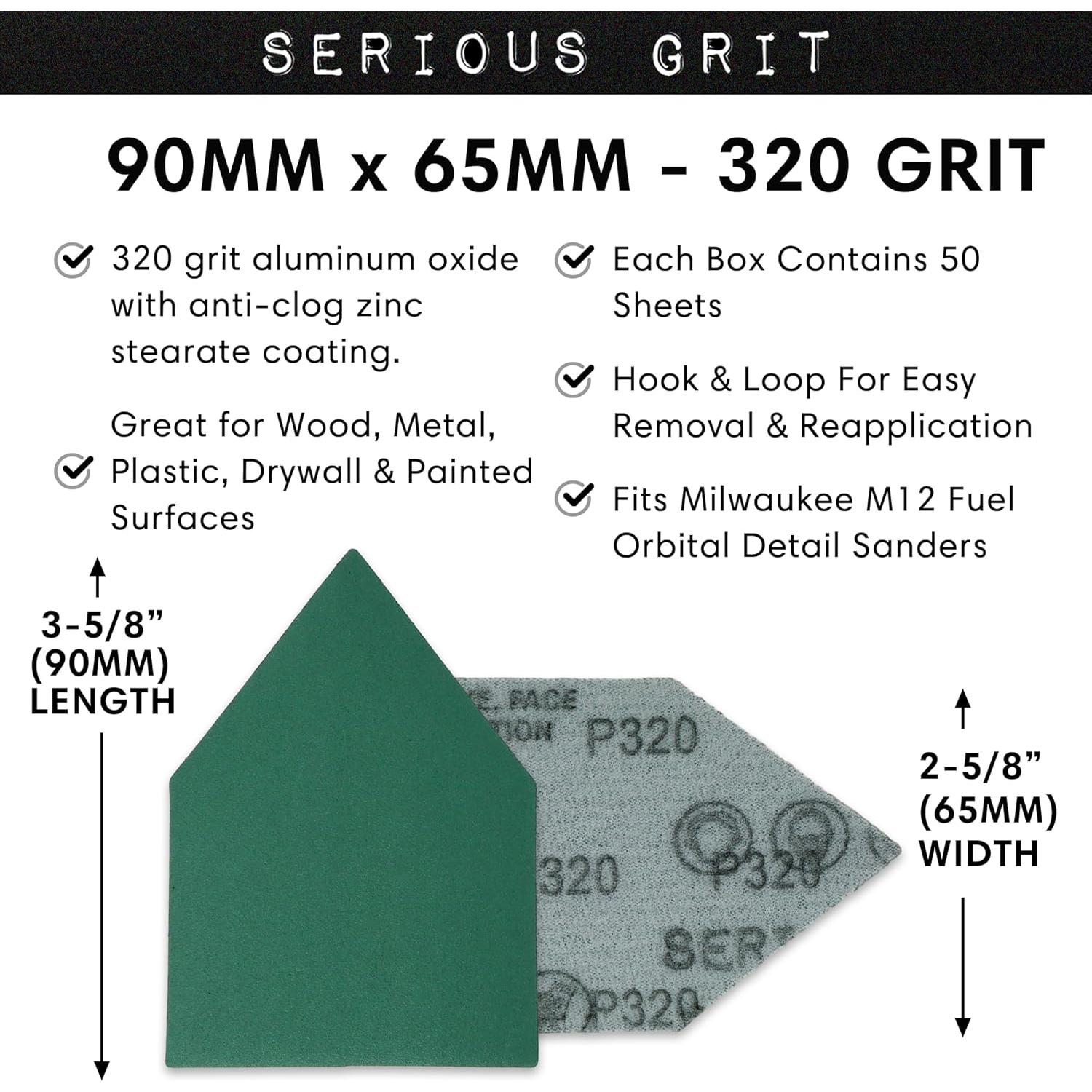 Hojas de Lijado Triangulares 320 Granos 90x65mm Serious Grit