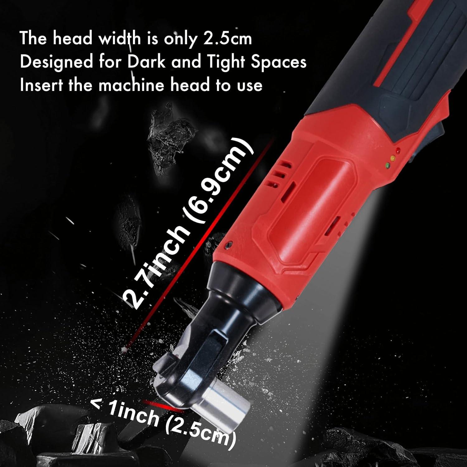 3/8" Electric Ratchet, 12V Cordless Ratchet Wrench, 380RPM Battery Powered Ratchet Wrench Set with LED Light, 2 x 2.0Ah Batteries & 4 Sockets, Fast Charger for Car Home