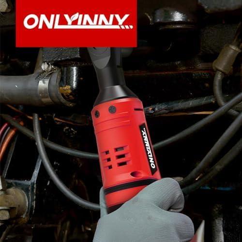 3/8" Electric Ratchet, 12V Cordless Ratchet Wrench, 380RPM Battery Powered Ratchet Wrench Set with LED Light, 2 x 2.0Ah Batteries & 4 Sockets, Fast Charger for Car Home