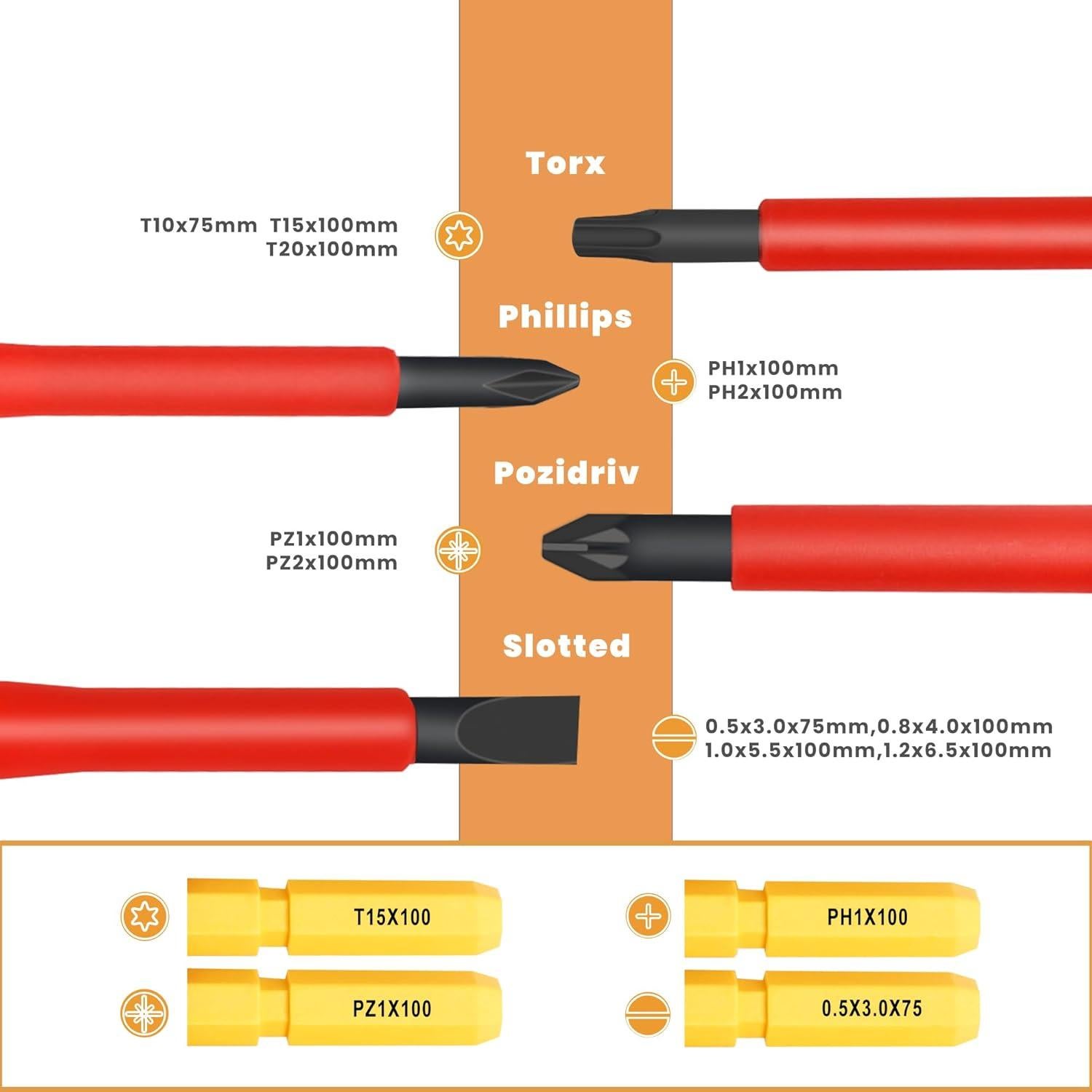 Juego de Destornilladores Aislados Mulwark 13 Piezas 1000V