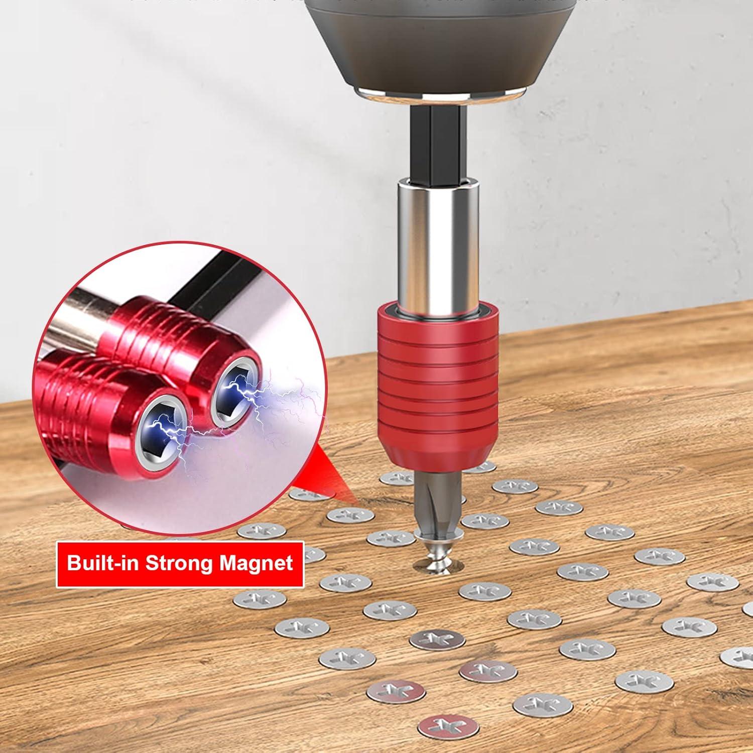 Juego de Extensión de Brocas 4 Pcs Soporte Magnético 5,08-30,48 cm