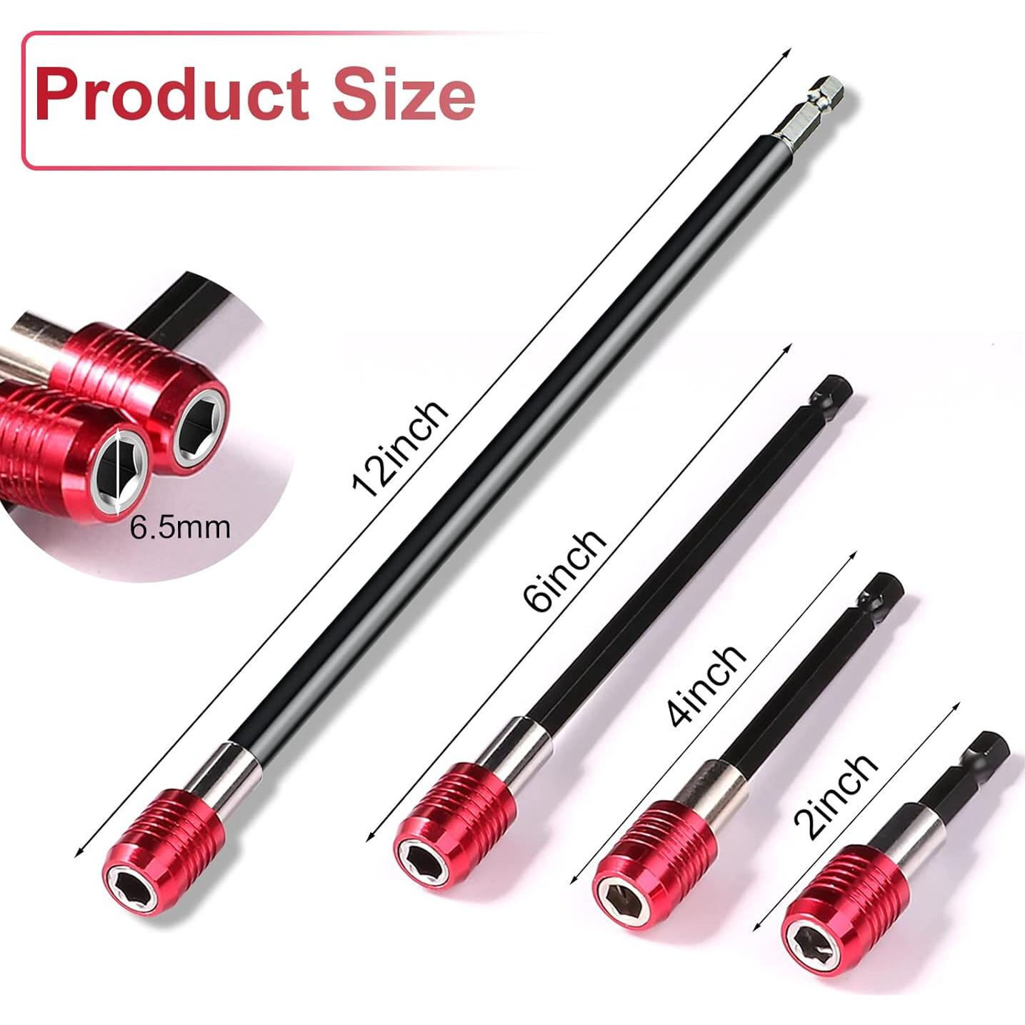 Juego de Extensión de Brocas 4 Pcs Soporte Magnético 5,08-30,48 cm