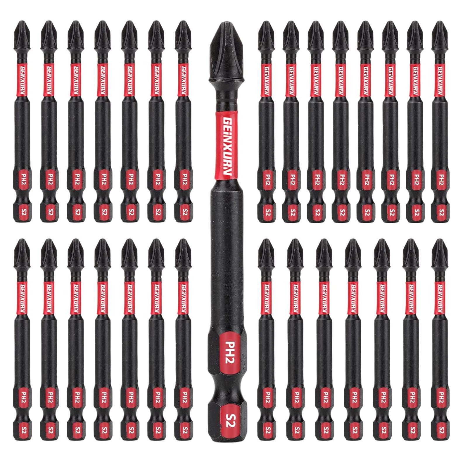 Juego de 30 Bits PH2 3" GEINXURN Acero S2 Impacto