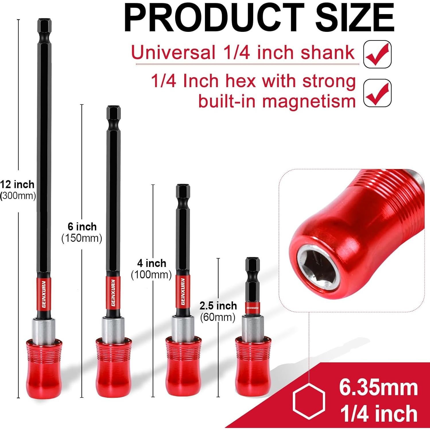 Juego de 4 Soportes de Punta Magnética GEINXURN 6,35 a 30,48 cm