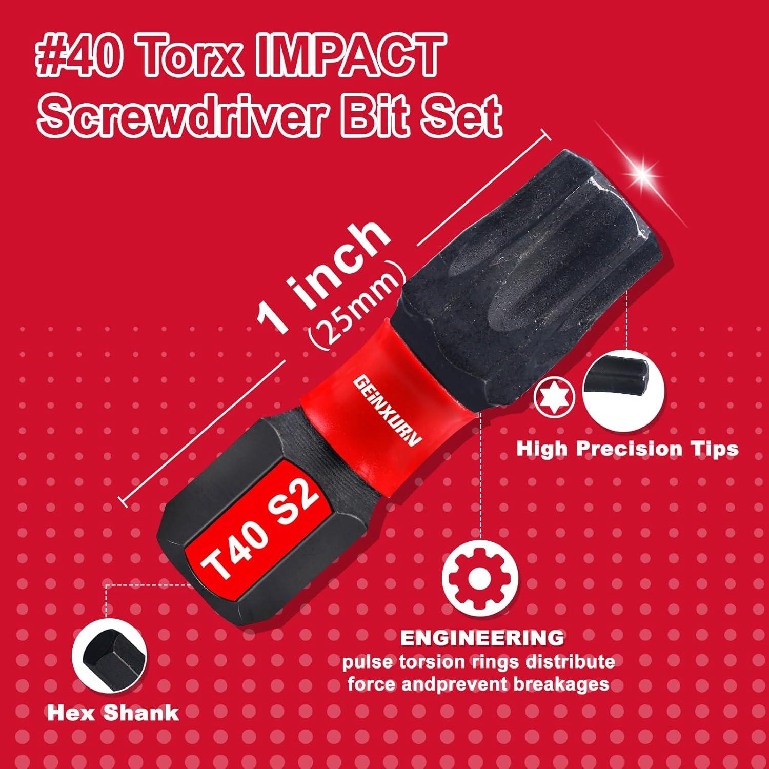 Juego de 51 Puntas Torx T40 GEINXURN Acero S2 2.54 cm