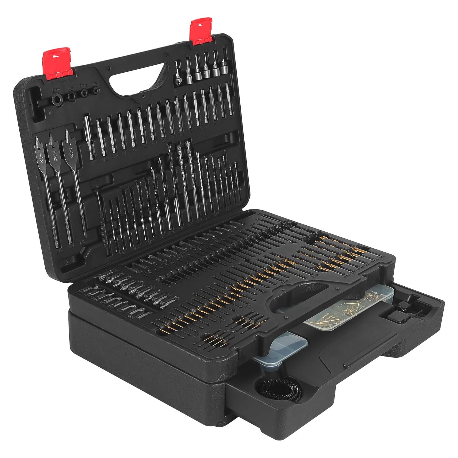 400 Pcs Drill Bit Set, Combo Screwdriver Bits Set Case with Drawer, Impact Driver Bits Kit for Metal,Wood,Masonry, Perfect for Various Drilling & Screw Driving Tasks in Storage Carry Case
