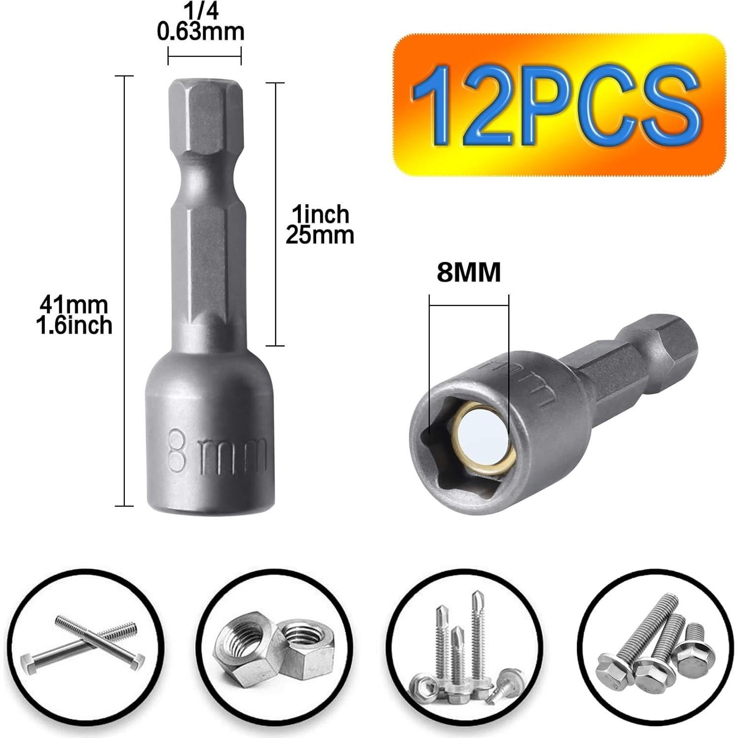 Juego de 12 Destornilladores de Tuerca HouseUp 8 mm